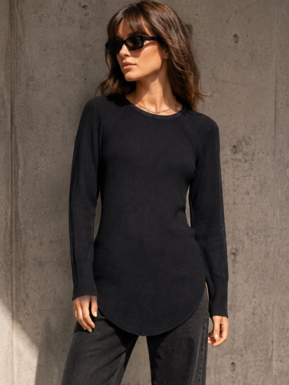 ATHLETA Black Varsity Side Zip Crew Neck Athleisure Sweater, S